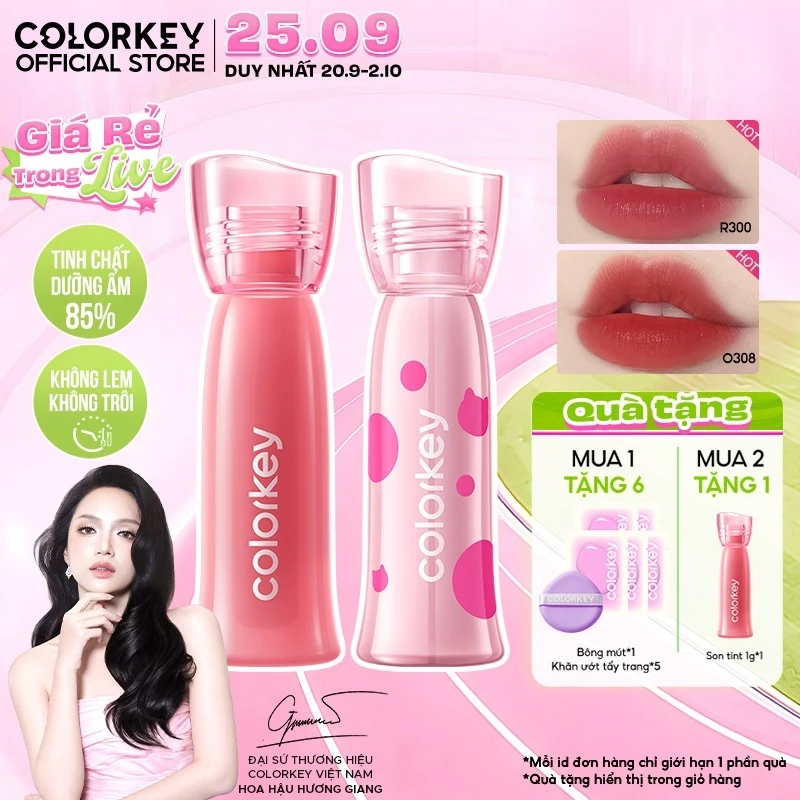 [MUA 2 TẶNG 1] Son COLORKEY Watery Tint, Lì Mịn Nhẹ Môi, Không Dính, Lâu Trôi 1.8g