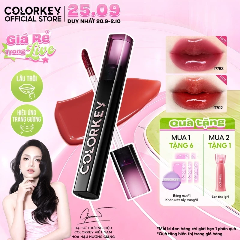 Son Bóng COLORKEY, Gương Bóng Căng Mọng, Lâu Trôi, Son môi bóng 2.5g