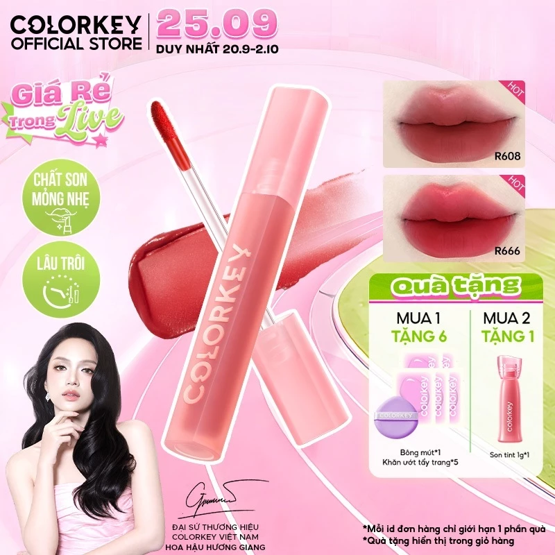 Son Kem Nhung Lì COLORKEY Velvet, Bền Màu Dễ Tán, Nhẹ Môi 2.5g