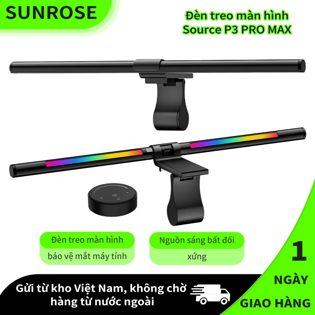 SUNROSE P3 PRO MAX Đèn Màn Hình Máy Tính RGB, Đèn Treo Màn Hình USB Chỉnh Độ Sáng Tự Động, Cho Màn Hình Cong Phẳng, Đèn Gaming Văn Phòng