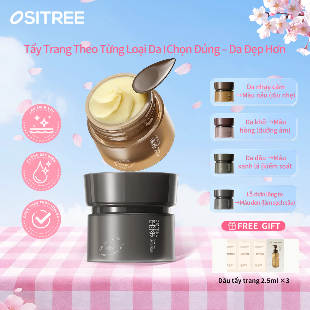 [Sản phẩm mới] Kem tẩy trang trà đen OSITREE 3.0 Da nhạy cảm Loại bỏ mụn đầu đen Nâng cấp phân phối da Làm sạch nhẹ nhàng Không gây kích ứng-120ml-Thích hợp cho lỗ chân lông & da thô