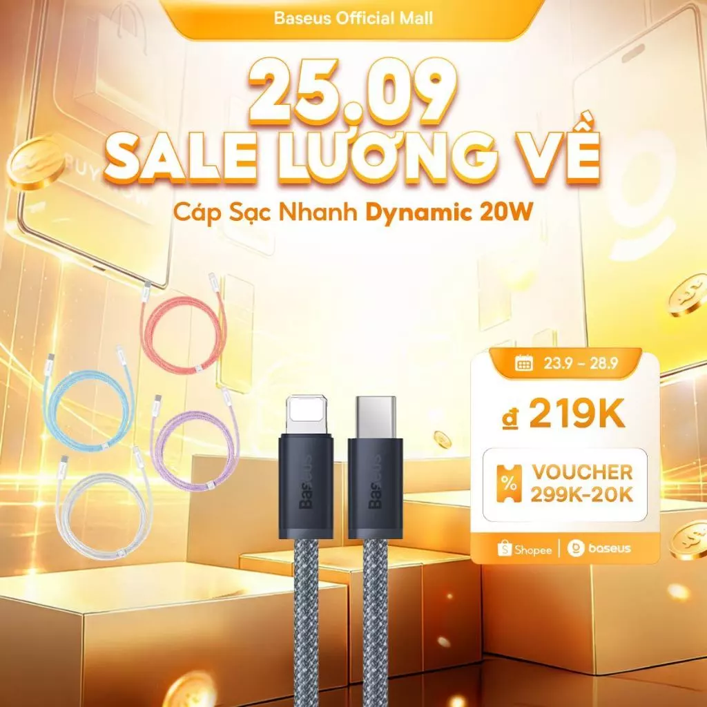Dây Cáp Baseus PD 20W Nối Đầu USB-C Sang Đầu L Sạc Nhanh Hỗ Trợ Truyền Dữ Liệu 480Mbps