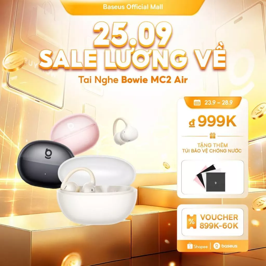 Tai nghe không dây đích thực Baseus Bowie MC2 Air Open-Ear 40Hrs Thời gian chơi Tai nghe chống nước Super Bass2.0 & IP67