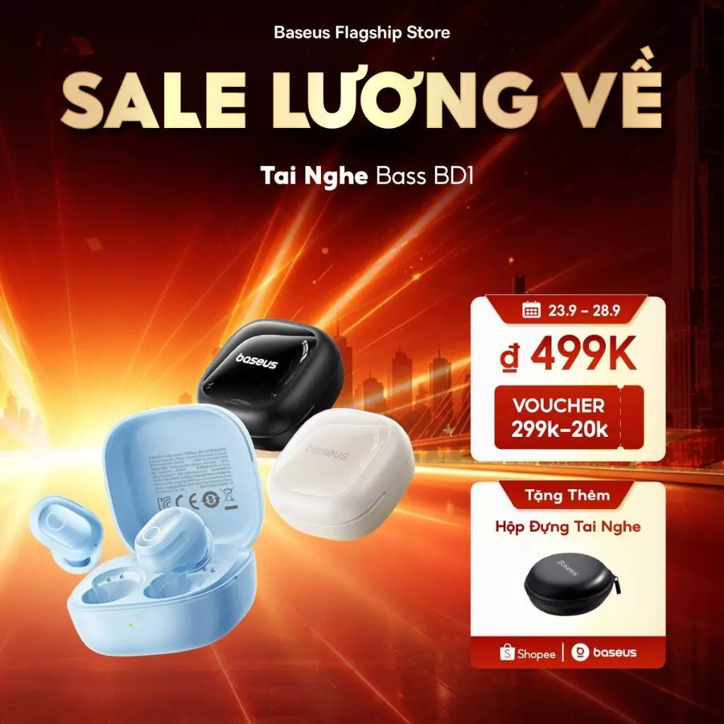 Tai nghe không dây thực sự Baseus Bass BD1 TWS