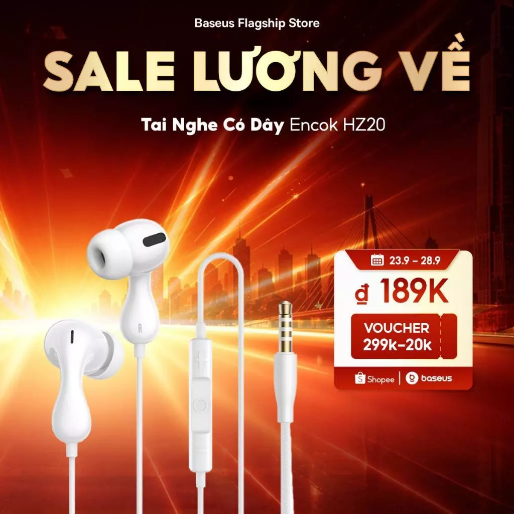 Tai nghe có dây trong tai Baseus Encok CZ20 / HZ20 Jack Type-C có Mic