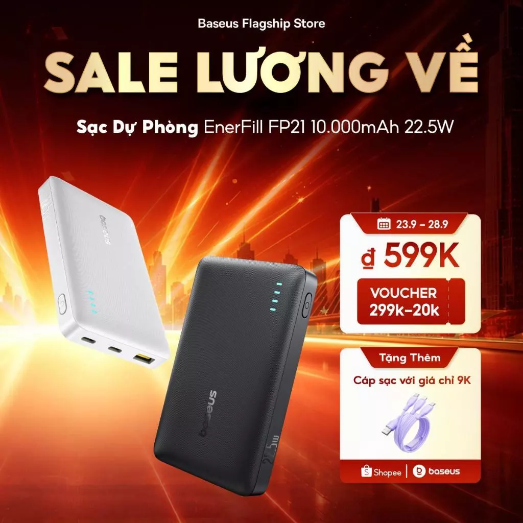 【Pin Sạc Dự Phòng Có Thể Đặt Hàng】Baseus 22.5W EnerFill FP21 Power Bank 10000mAh