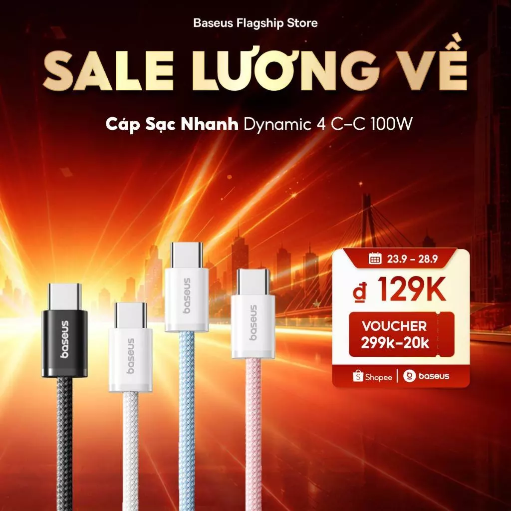 Cáp Baseus 100W PD USB C sang USB Type C cho Macbook Pro iPad Xiaomi Samsung