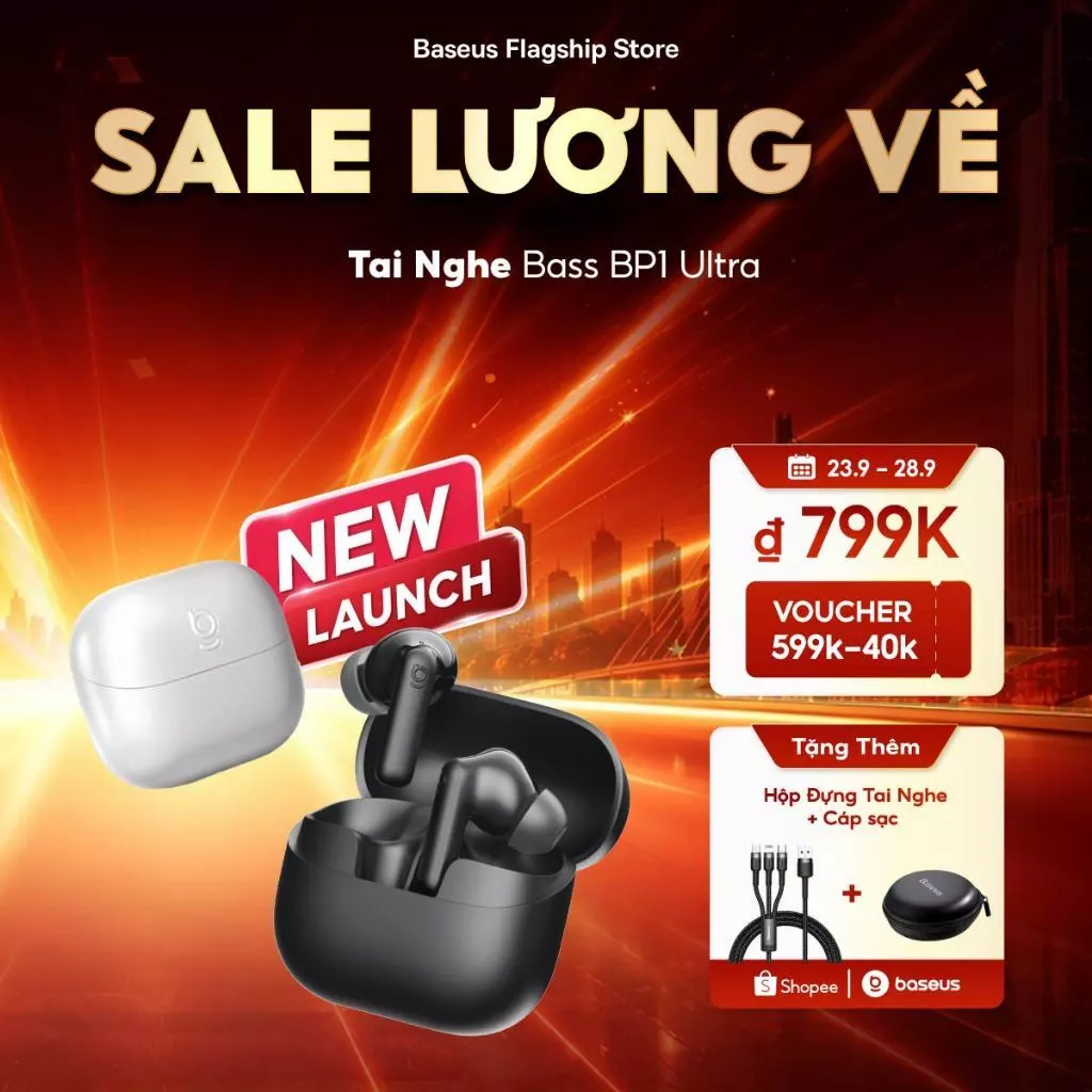 [Mở bán 15/7] Baseus Tai Nghe Bass BP1 Ultra ANC 55dB ANC LDAC Hi-Res Audio 6-Mic AI Gọi