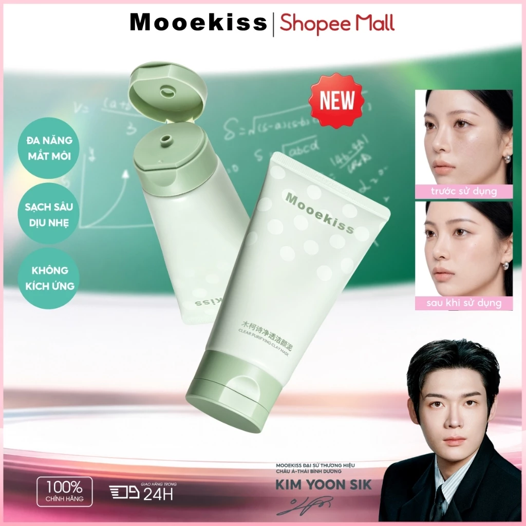 [NEW] Sữa rửa mặt Mooekiss, dưỡng ẩm nhẹ, làm sạch sâu, sữa rửa mặt, bọt, bùn 100g