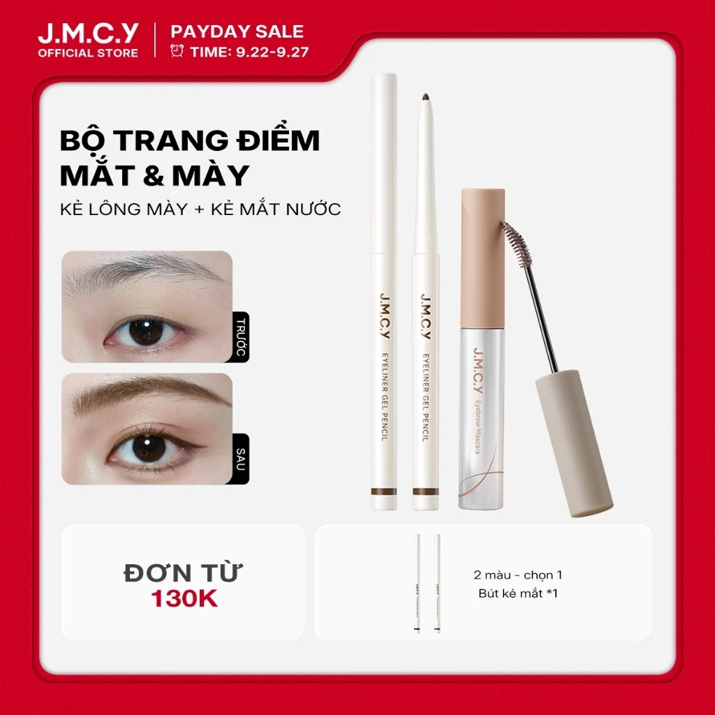 【LIVE】 JMCY Combo Bút Kẻ Mắt Gel + Mascara Chân Mày Chống Nước Lâu Trôi Set Đôi Mày Mắt Cho Người Mới