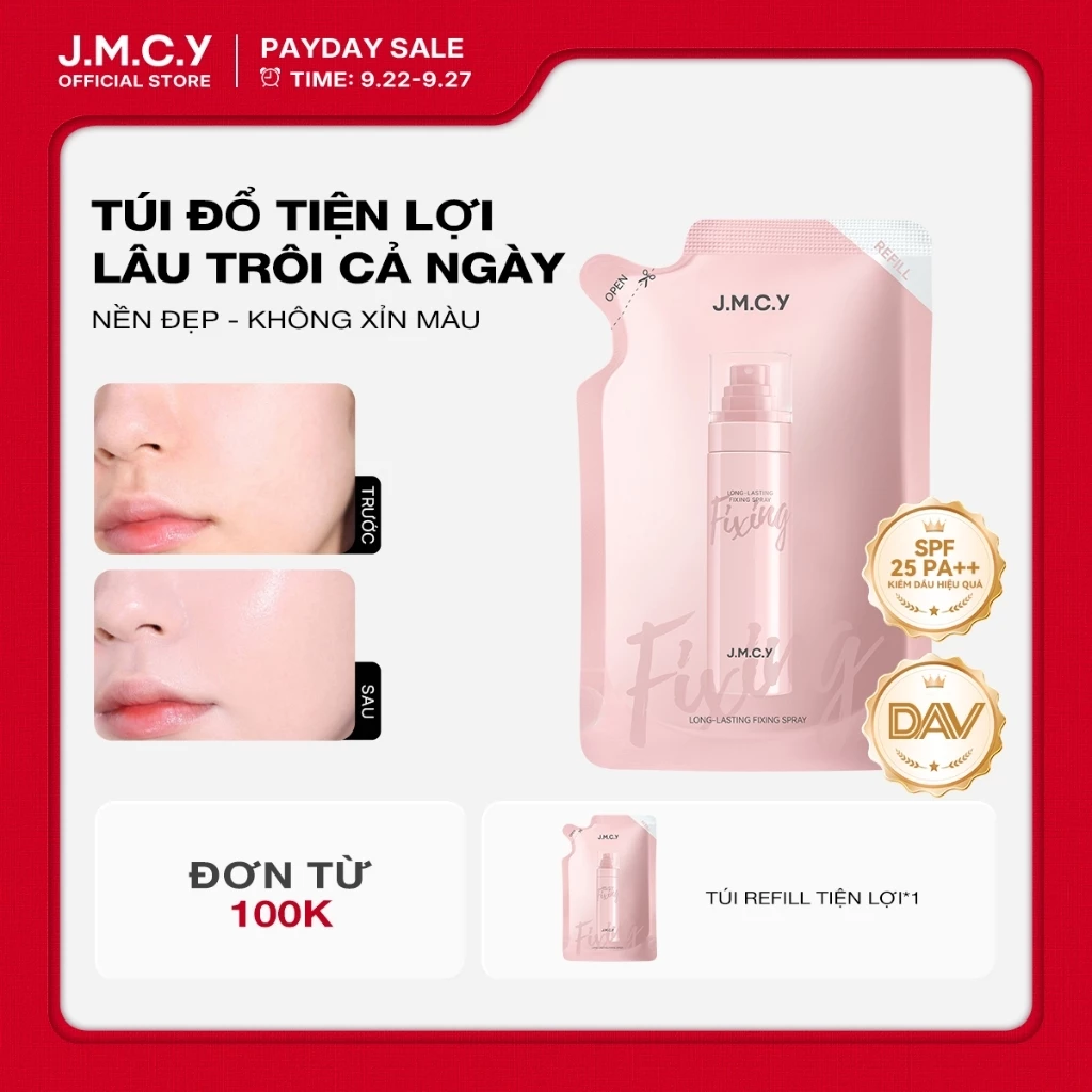 【Mua là tặng】JMCY Xịt khóa kiểm soát dầu dưỡng ẩm - Túi thay thế cho chai xịt xếp lớp