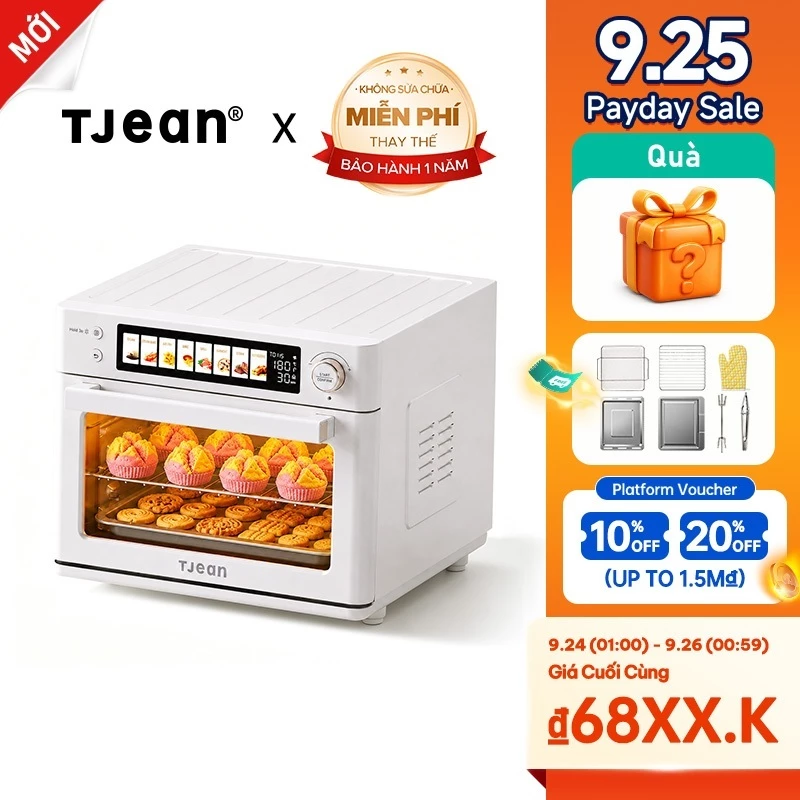 TJean Lò nướng hơi nước  UBaker S1  22L - Kiểm soát nhiệt độ chính xác – Làm bánh dễ dàng hơn(12 tháng)