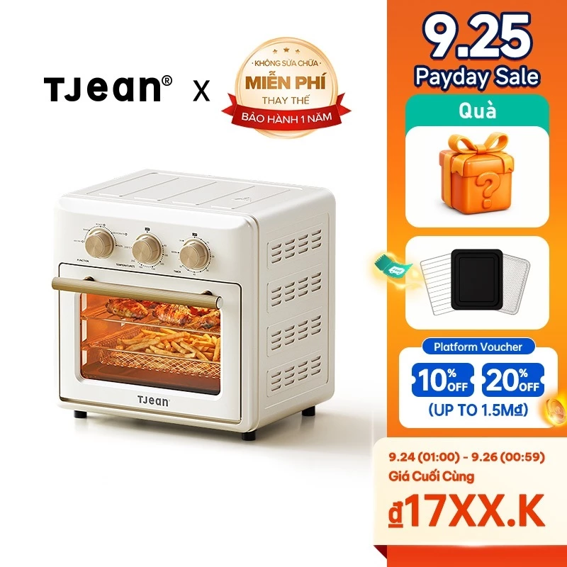 TJean Nồi chiên không dầu lò nướng đối lưu Air Fryer Oven(16L) -  lượng và dễ dàng vệ sinh bảo hành 12 tháng