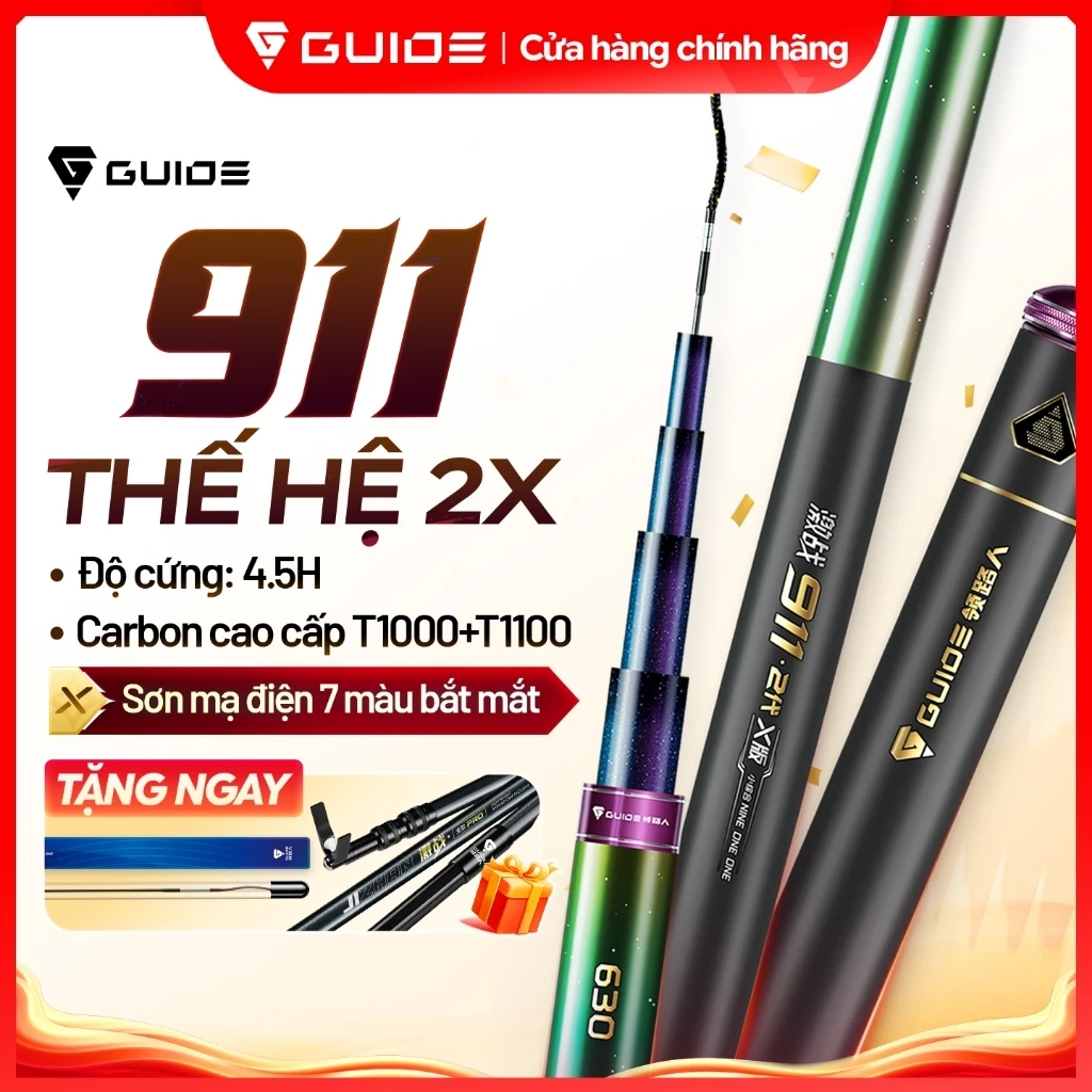 Guide - Cần câu đài 911 Thế hệ 2 Phiên bản X, cần câu tiểu tổng hợp carbon cao cấp T1000+T1100 quấn chéo, siêu nhẹ, đa năng phù hợp mọi khu vực nước