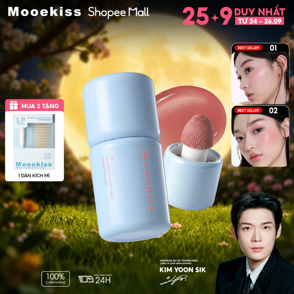 [KOL] Má Hồng Mooekiss Dạng Lỏng, Dễ Tán, Màu Tự Nhiên, Lâu Trôi, Makeup Nhẹ Hàng Ngày [KIM YOON SIK]