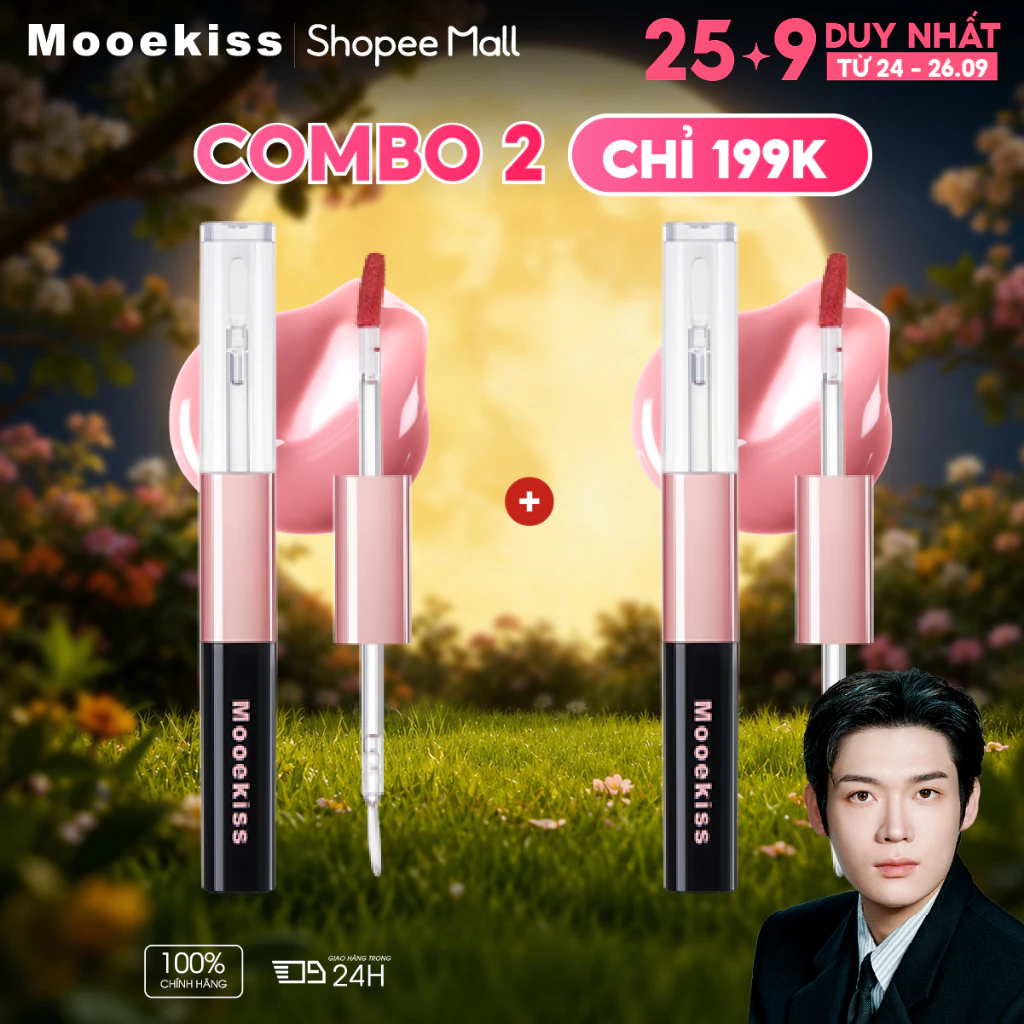 [LIVE Combo 2] Combo 2 Son Mooekiss 2 Đầu, Lì & Bóng, Nhỏ Gọn, Lâu Trôi, Tiện Mang Theo 1.5g+1.5g