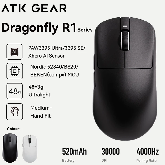 Chuột Bluetooth không dây ATK VXE Dragonfly R1 Series Chơi game Máy tính tiện dụng Văn phòng Chuột ba chế độ
