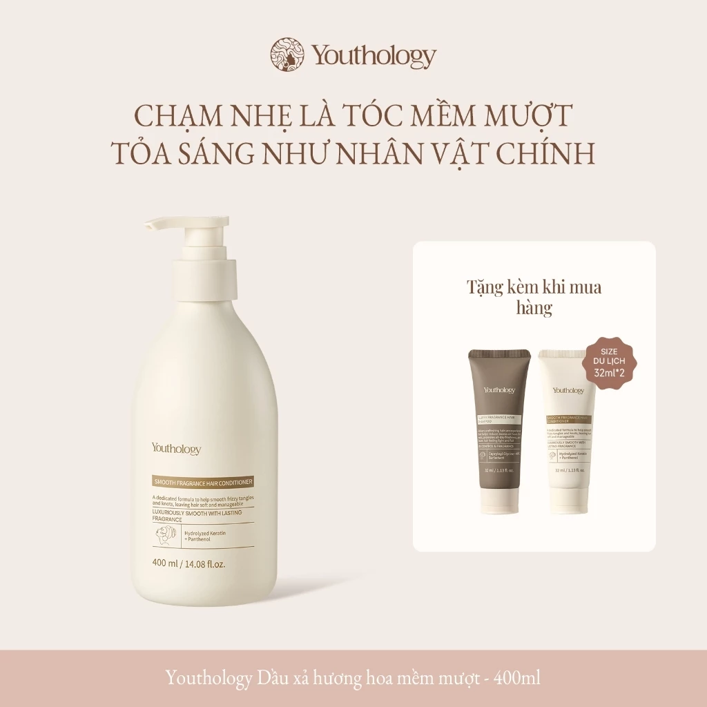 Youthology Dầu Xả Phục Hồi Tóc 400ml - Mềm Mượt, Suôn Mượt Óng Ả, Giảm Khô Xơ Rối, Hương Thơm Lâu