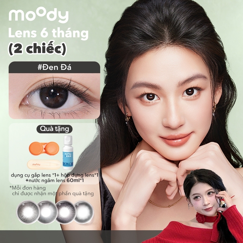 Kính áp tròng moody, tự nhiên, độ cận 0-3, độ giãn tròng 14.0 - 14. 5mm, giá 1…