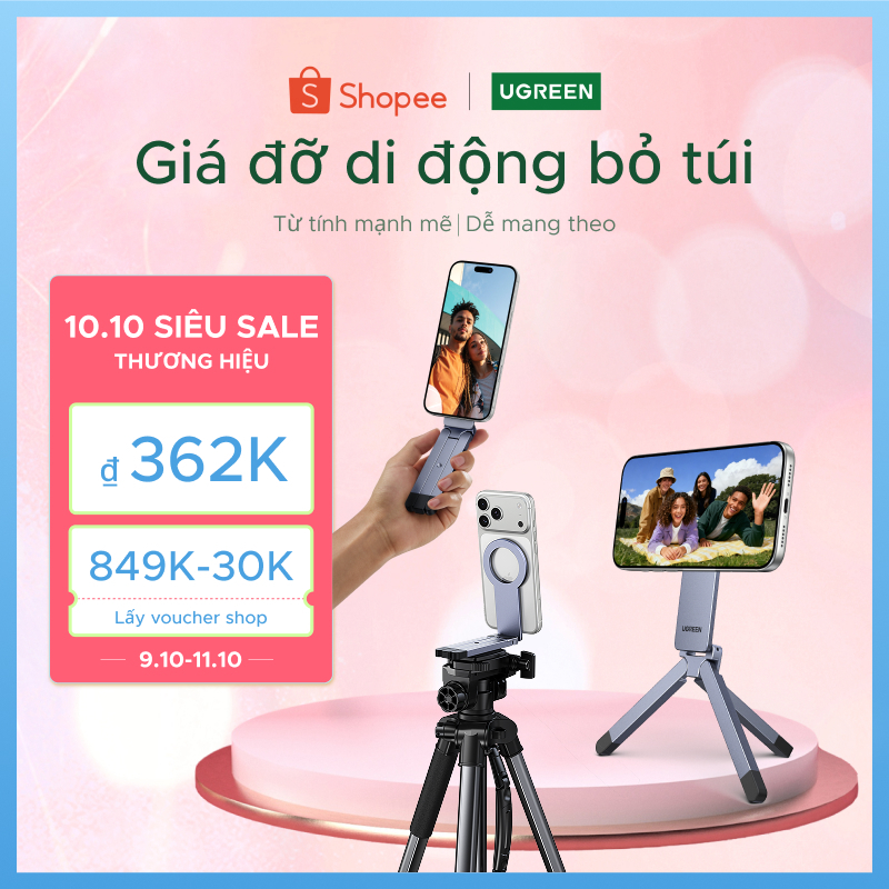 Giá đỡ điện thoại từ tính bỏ túi UGREEN Dễ Mang Theo Mount Magsafe Chân máy từ…