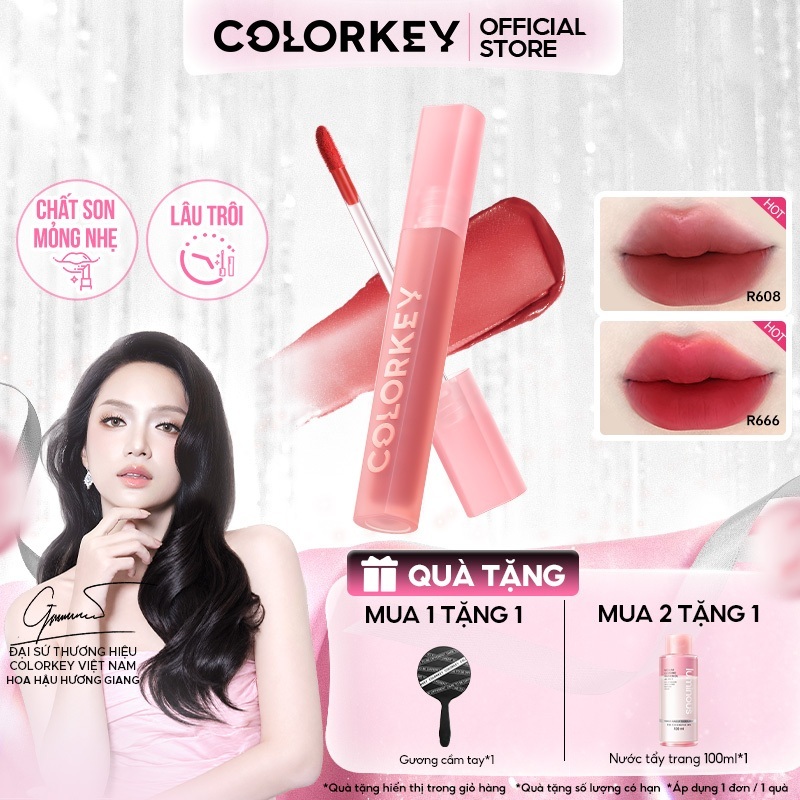 Son Kem Nhung Lì COLORKEY Velvet, Bền Màu Dễ Tán, Nhẹ Môi 2.5g