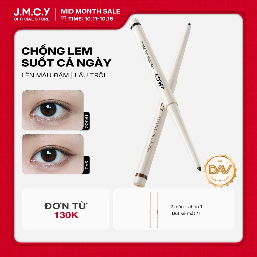 JMCY Bút kẻ mắt Gel màu Chống thấm nước & chống nhòe Ứng dụng mịn màng Đầu…