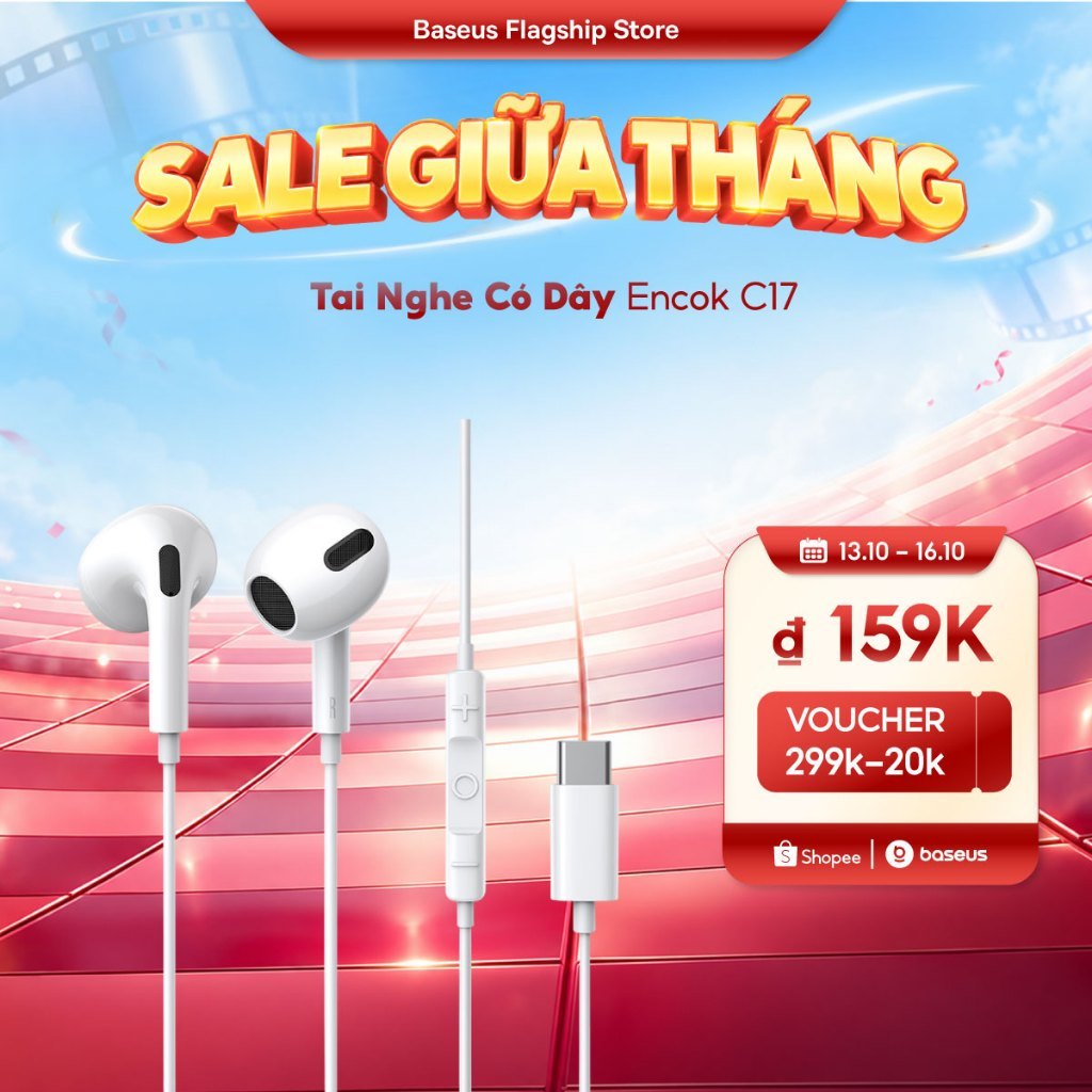 Tai nghe Baseus C17 Type-C nghe nhét tai Tai nghe có dây có Mic cho điện thoại…