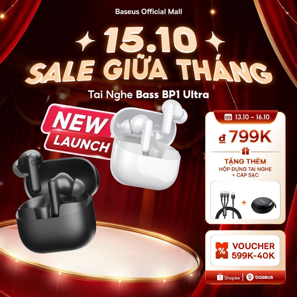Baseus Tai Nghe Bass BP1 Ultra Bluetooth 6.0 ANC Khử tiếng ồnTWS 55dB Cuộc gọi…