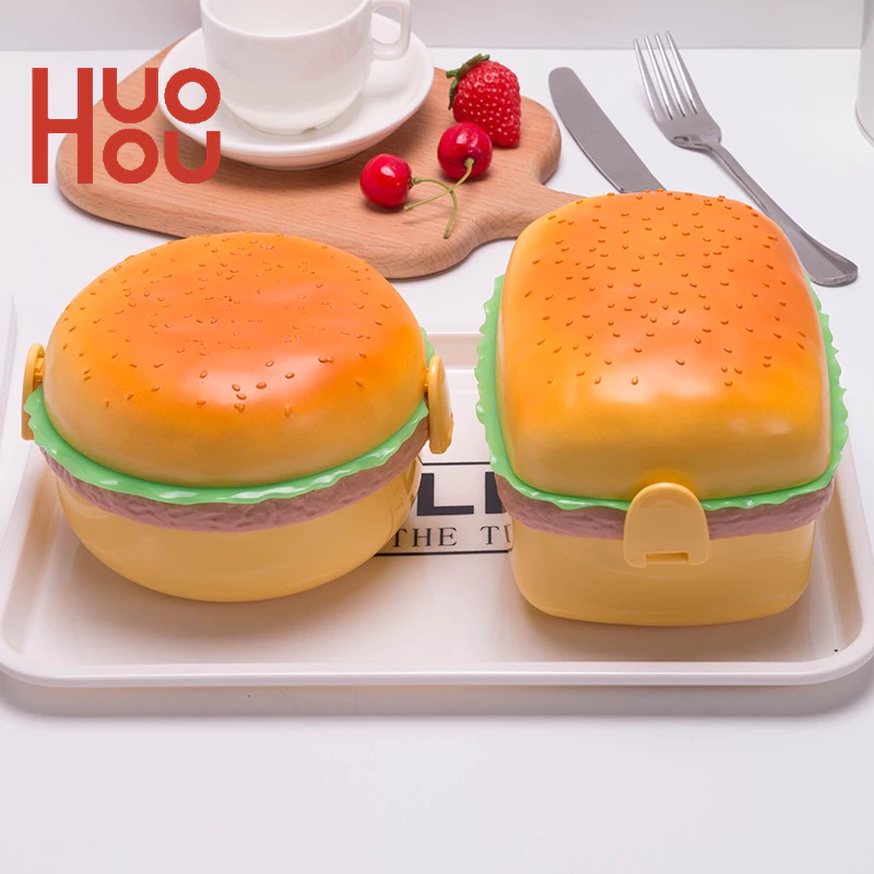 Hộp Đựng Cơm Trưa Nhiều Tầng Hình Hamburger Dễ Thương Sáng Tạo Cho Học Sinh