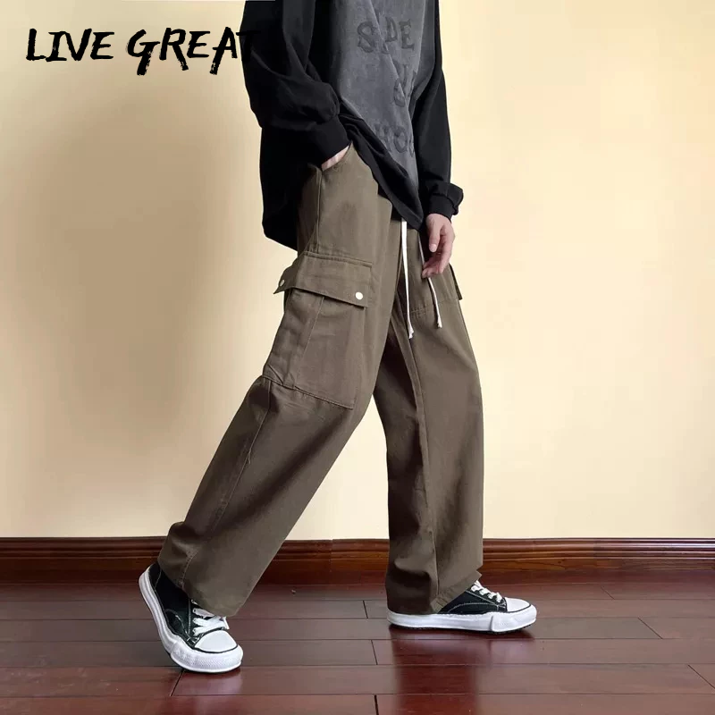 Quần ống rộng LIVE GREAT phong cách Nhật Bản thời trang cho nam