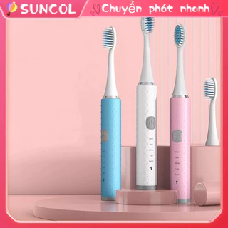 SUNCOL Bàn Chải Đánh Răng Điện Siêu Âm Lông Mềm Chống Nước Làm Trắng Tự Động Cho Người Lớn Trẻ Em