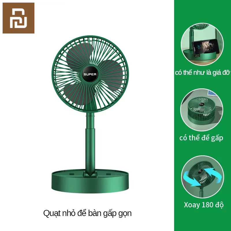 Youpin Quạt mini Quạt cầm tay Quạt Điện Mini Để Bàn Gấp Gọn Có Thể Sạc Lại Tiện Dụng