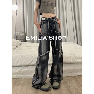 chất lượng cao EMILIA SHOP  quần y2k quần ống rộng quần nữ jean 2023 New053009 ins Chất lượng cao Trendy Hàn Quốc A23L0LW 36Z230909