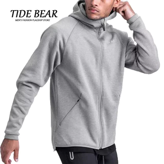 TIDE BEAR Áo Khoác Hoodie Thể Thao Tay Dài Dáng Rộng Màu Sắc Đơn Giản Có Khóa Kéo Thời Trang Xuân Thu Cho Nam Giới Có size Lớn