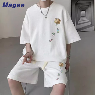 Set Áo Thun Ngắn Tay + Quần Short Thể Thao Thời Trang Nam Retro