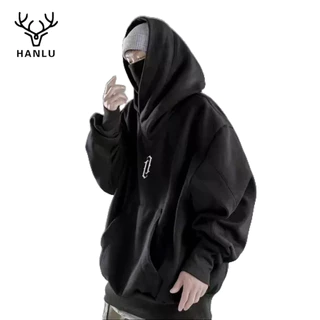 Áo sweatshirt hoodie HANLU cổ cao dáng rộng thêu họa tiết thiết kế đơn giản thường ngày vải chất lượng hàng đầu