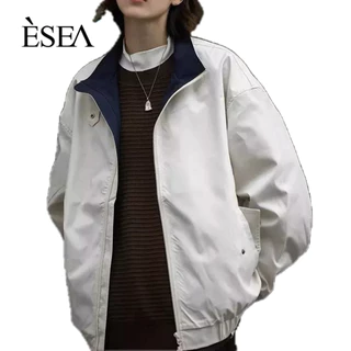 Áo Khoác ESEA Tay Dài Màu Trơn Dáng Rộng Phong Cách Harajuku Nhật Bản Thời Trang Cho Nam Và Nữ