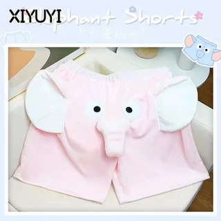 XIYUYI  Quần Short Dáng Rộng Co Giãn In Hình Chú Voi Dễ Thương Thời Trang Cho Nam Và Nữ