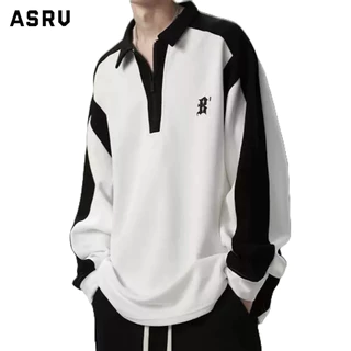 Asrv Áo sweatshirt Dáng Rộng Cổ Polo Có Khóa Kéo Thêu Họa Tiết Thương Hiệu Thời Trang Mùa Thu Cho Nam