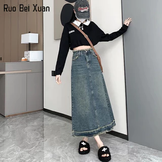 Chân váy Ruo Bei Xuan lưng cao ôm dáng phong cách Hàn Quốc cổ điển thời trang mùa hè cho nữ