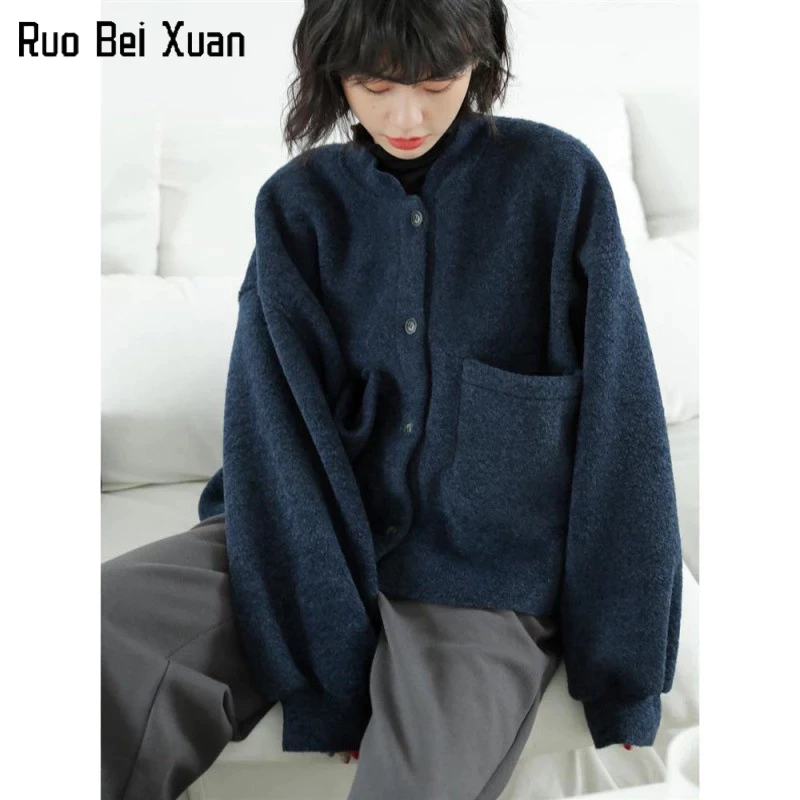 Áo khoác Ruo Bei Xuan dáng rộng phong cách Hàn Quốc thời trang thu đông cho nữ