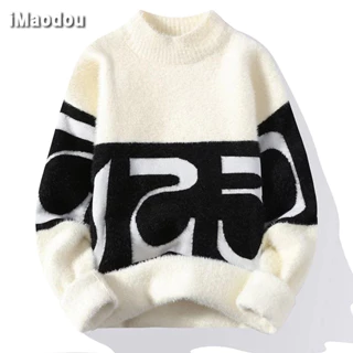 Áo sweater IMAODOU giả lông chồn dày dặn thời trang thu đông 2023 cho nam