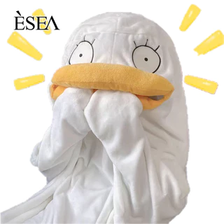 ESEA Bộ Đồ Ngủ Liền Thân Vải Nhung San Hô Hình Vịt Thời Trang Mùa Đông Cho Nam Và Nữ