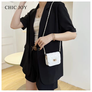 CHIC JOY♥Túi Đeo Vai Đơn Túi Vuông Nhỏ Nữ Phong Cách Hàn Quốc Chuỗi Hình Thoi Thời Trang Giản Dị