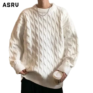 Asrv Áo Sweater Dệt Kim Cổ Tròn Màu Trơn Thời Trang Thu Đông Cho Nam