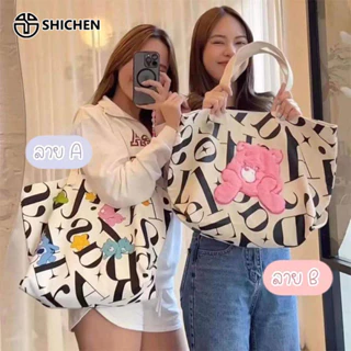 SHI CHEN Túi Xách canvas Sức Chứa Lớn Dễ Phối Đồ Họa Tiết Hoạt Hình Hợp Thời Trang Cho Mẹ Bỉm Sữa