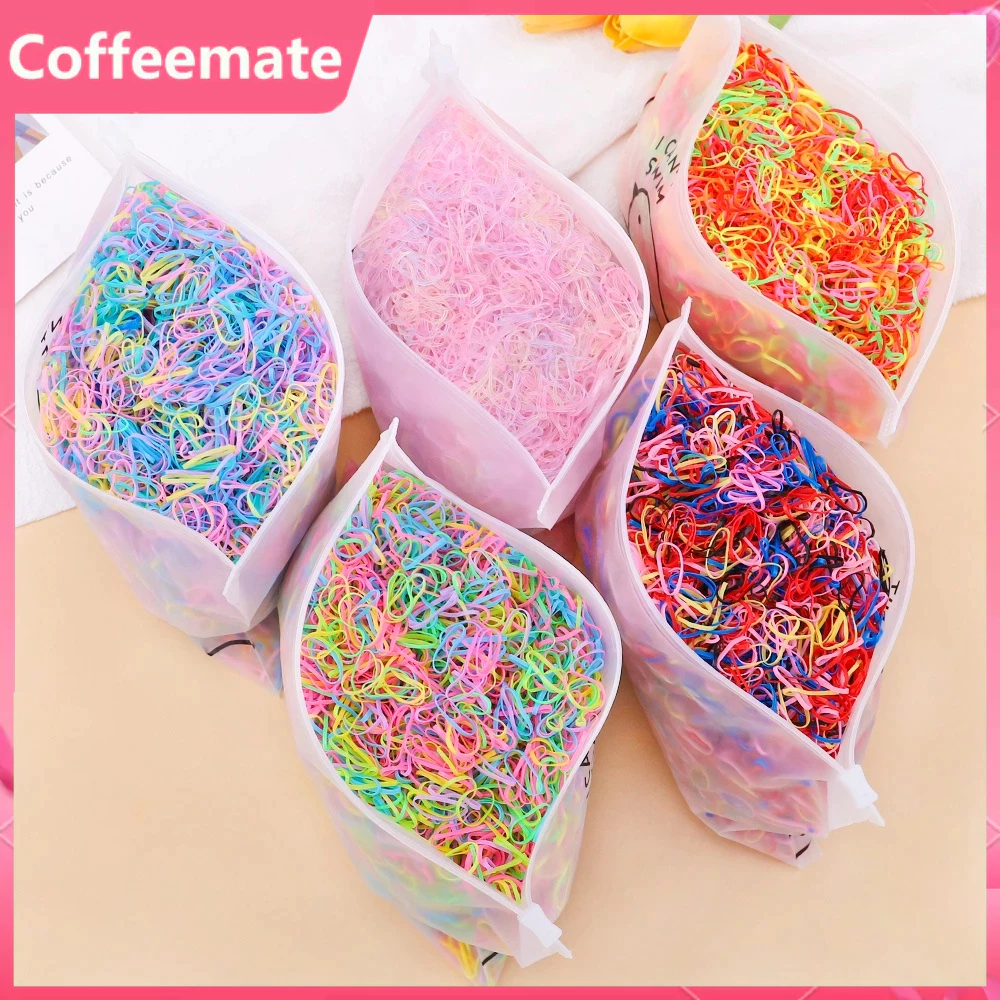 ⚡Bộ 1000 Dây Thun Buộc Cột Tóc Mini Co Giãn Có Giá Đỡ Dành Cho Bé Gái Hàn Quốc dễ thương iLita - Phụ kiện buộc tóc đẹp nhiều màu xanh, đỏ, tím, vàng, trắng, đen