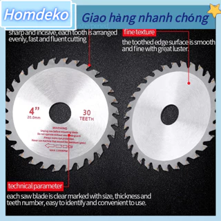 [Hàng Sẵn] 4 inch 30T Răng xi măng cacbua Lưỡi cưa tròn Dụng cụ cắt gỗ Đường kính lỗ khoan 20 mm Homdeko