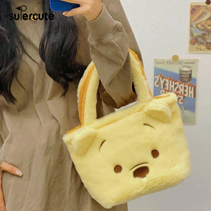 SUPERCUTE Túi tote Hình Gấu Pooh / Hổ Nhồi Bông Mềm Mại Phong Cách Nhật Bản