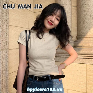 Chu man jia Áo Thun Tay Ngắn Cổ Tròn Bên Trong Giảm Béo Cho Nữ